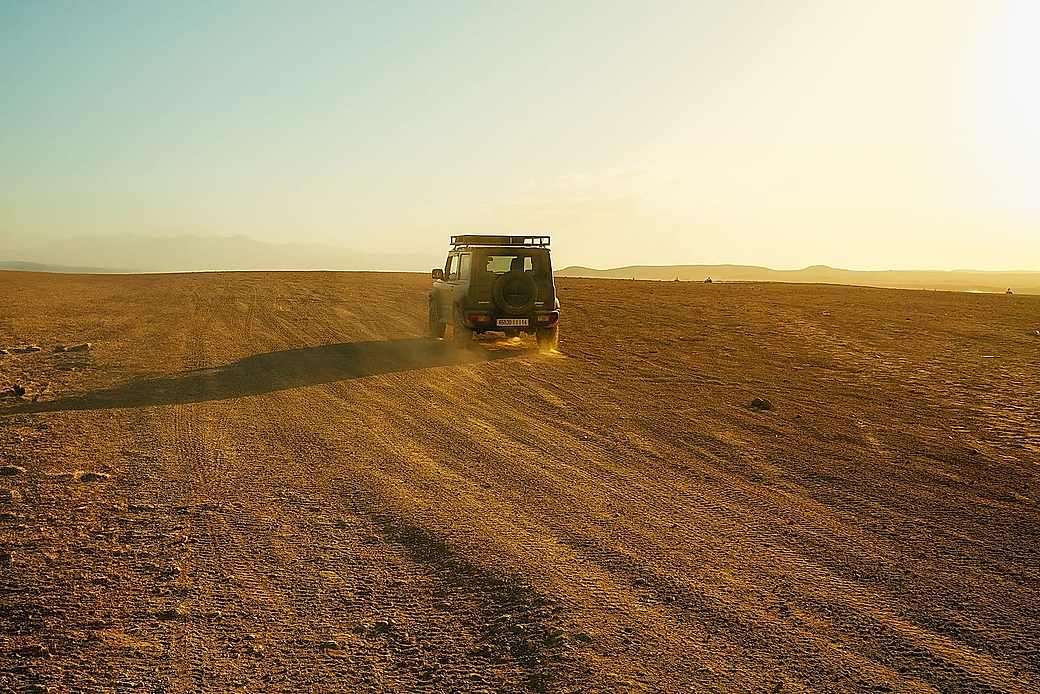 Zanzibar coastal road at sunset — evening drive